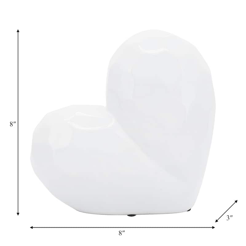 Modern Stone Ceramic Geometric Heart Sculpture