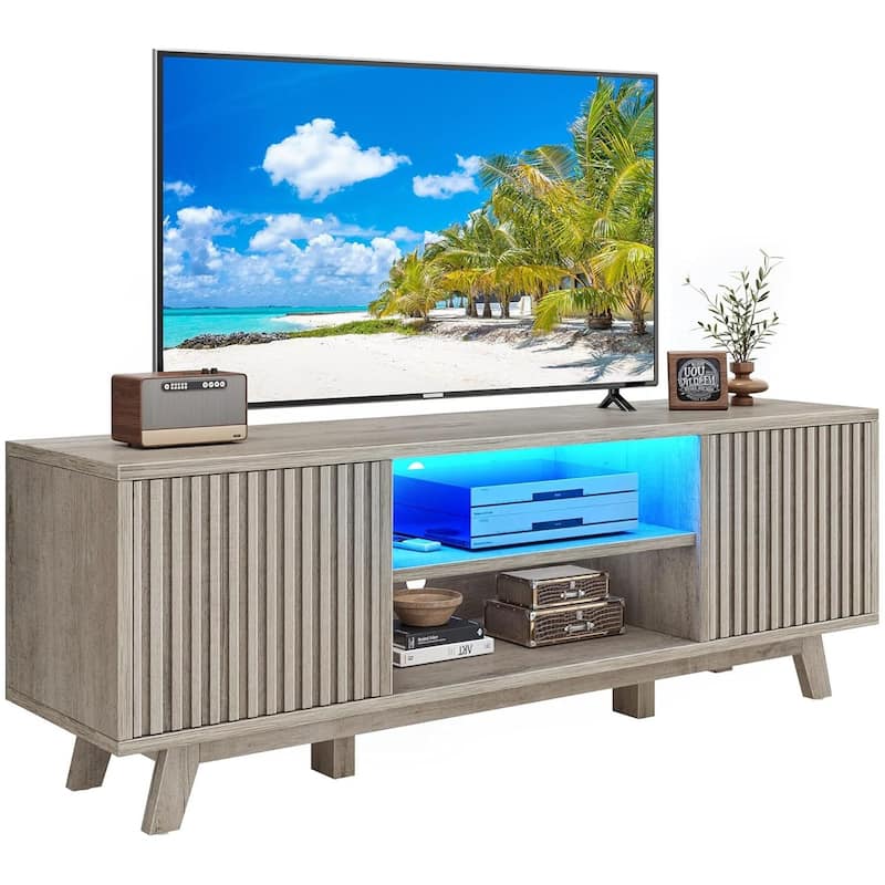 Moasis 59" Mid-Century LED Lighting TV Stand Media Console Entertainment Center for TVs up to 65 Inch