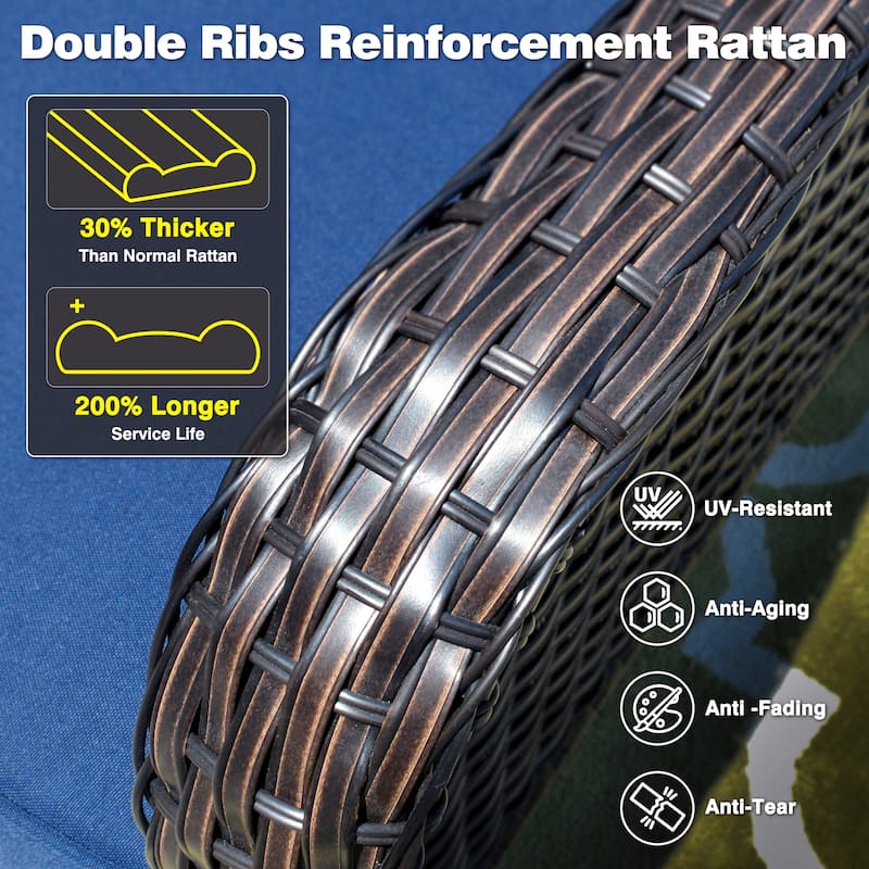 OVIOS 7-piece Patio Swivel Chair Set with 42" Fire Table