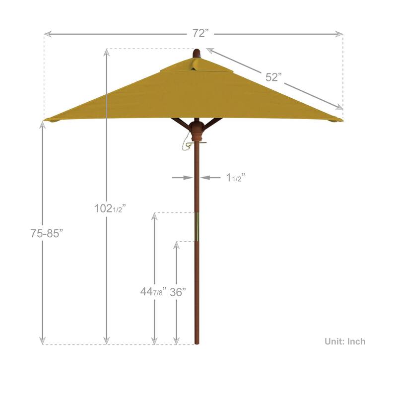 Port Lavaca 6ft Square, Sunbrella Fabric Wooden Patio Umbrella by Havenside Home, Base Not Included