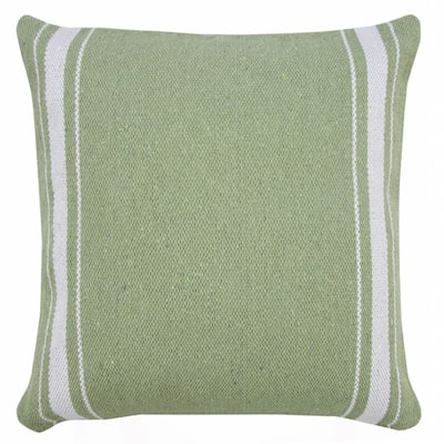 HomeRoots 20" X 20" Green And White 100% Cotton Geometric Zippered Pillow