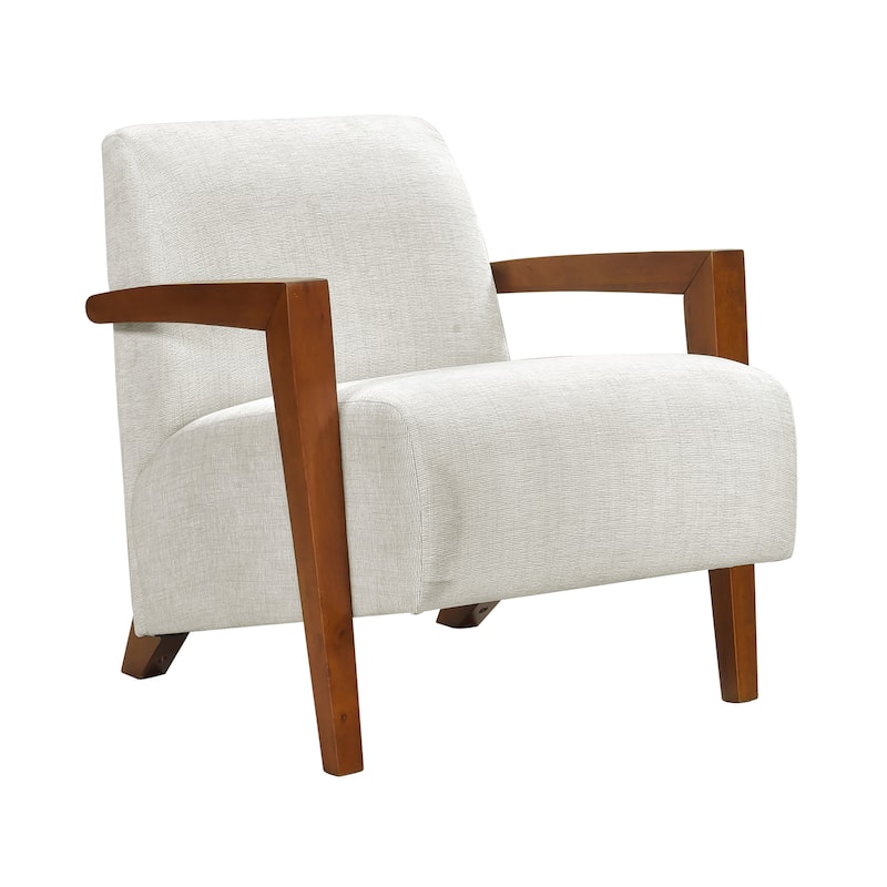 Lyle 28.5" Chenille Accent Chair - Chestnut Finish Solid Wood Frame - Beige