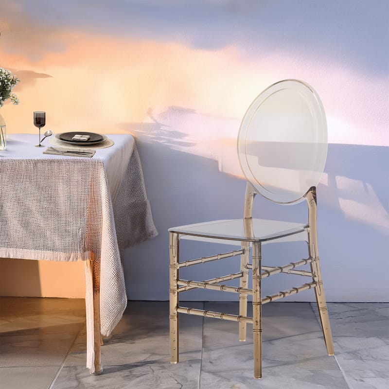 Modern Designs 2 and 4-piece Set of Stackable Transparent Ghost Chairs for Events - N/A - Set of 2-Amber