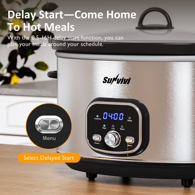 8.5 Quart Programmable Slow Cooker with Delay Function
