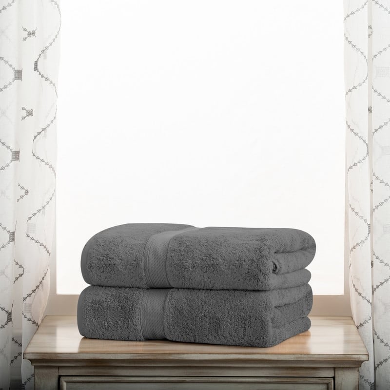 Blue Nile Mills Egyptian Cotton Plush Heavyweight 750 GSM Absorbent Bath Towel Set - Charcoal