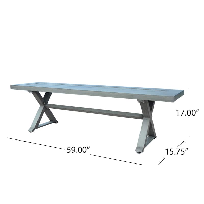Roomfitters Modern Outdoor Aluminum Dining Bench, Stylish and Durable Design, Perfect for Patio and Garden Use