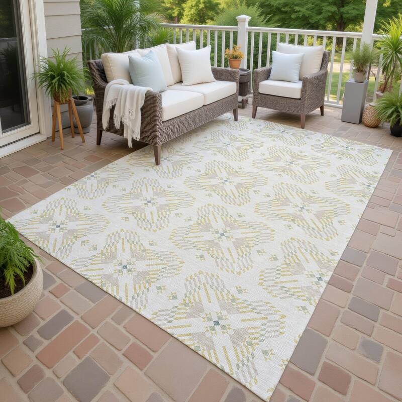 Machine Washable Indoor/ Outdoor Modern Frontenac Chantille Rug - Ivory - 10' x 14'