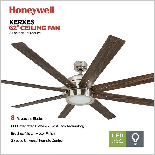 大特価!! 62 Honeywell Xerxes Honeywell Ceiling Fans 51628-01 Xerxes Ceiling  Fan， 62， Bright White並行輸入