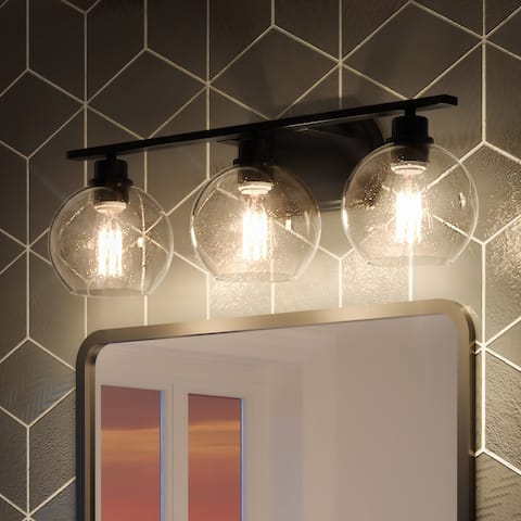 Luxury Utilitarian Bath Vanity Light, 8.5"H x 26.25"W, with Modern Farmhouse Style, Matte Black, by Urban Ambiance