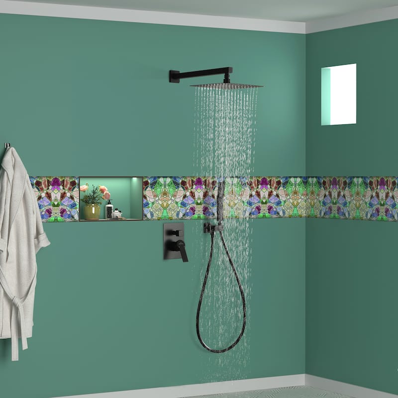 2.5 GPM 10 in. Wall Mount Dual Shower Heads with Pressure Balance Valve
