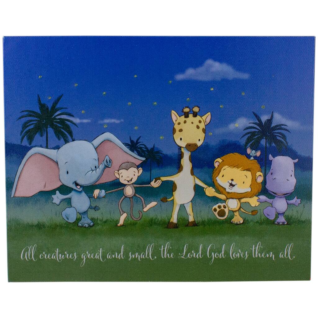 8" LED Lighted "All Creatures" Canvas Wall Art