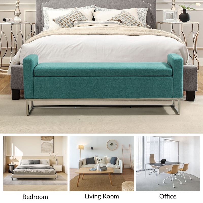 Diana Modern Upholstered Filp-Top Storage Bench with Sturdy Metal Legs