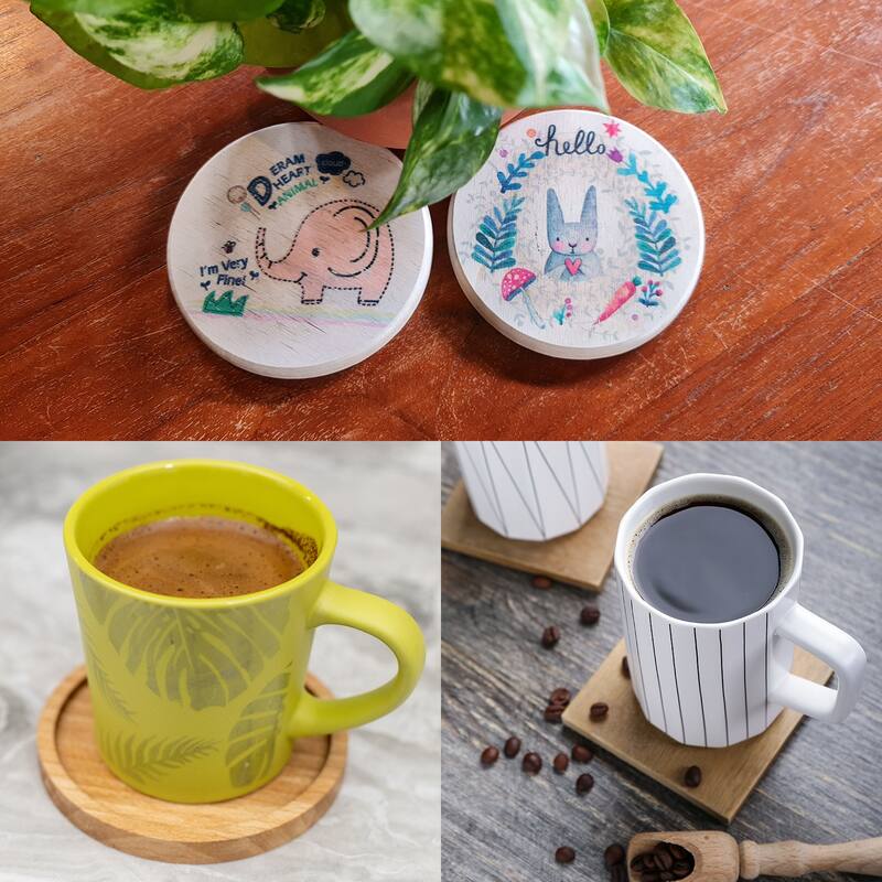 Cork Coaster for Drink Wooden Coffee Mug Coasters Brown