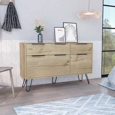 Augusta Double Dresser with Hairpin Legs and 4 Drawers - N/A