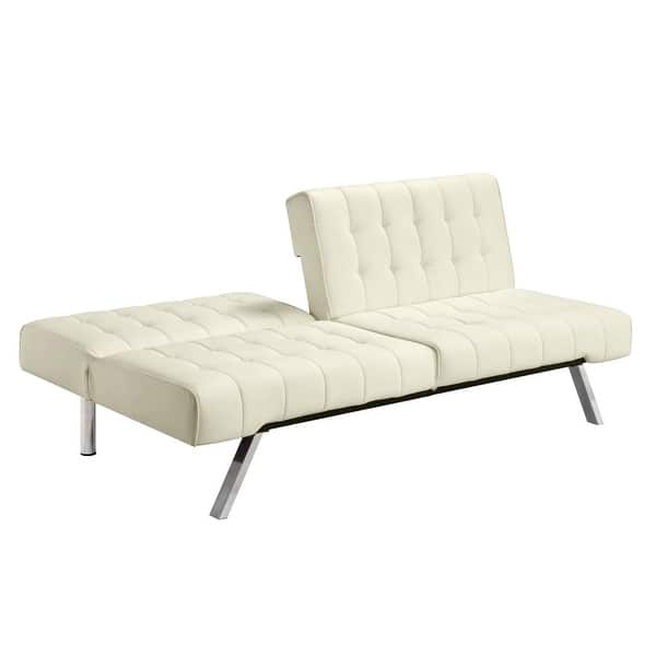 Split Back Modern Futon Style Sleeper Sofa Bed In Vanilla Modern Futon Style Sleeper Sofa Bed