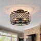 preview thumbnail 1 of 8, Modern Matte Black Crystal Semi-Flush Mount 16.5''x16.5''x8.6''