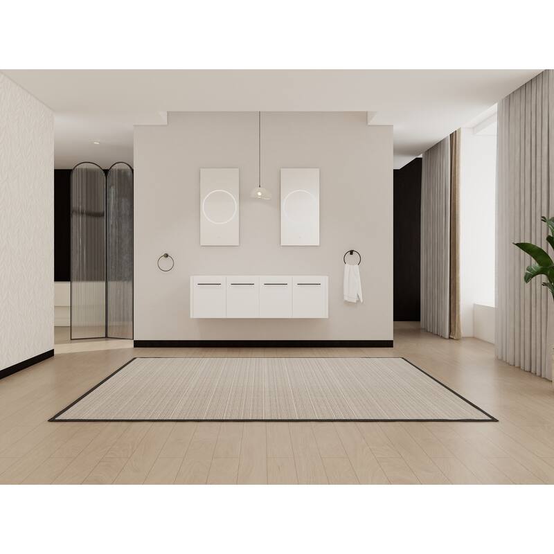 Modern 60 Inch Wall-Mounted Bathroom Vanity Base with Soft-Close Doors, No Sink Included
