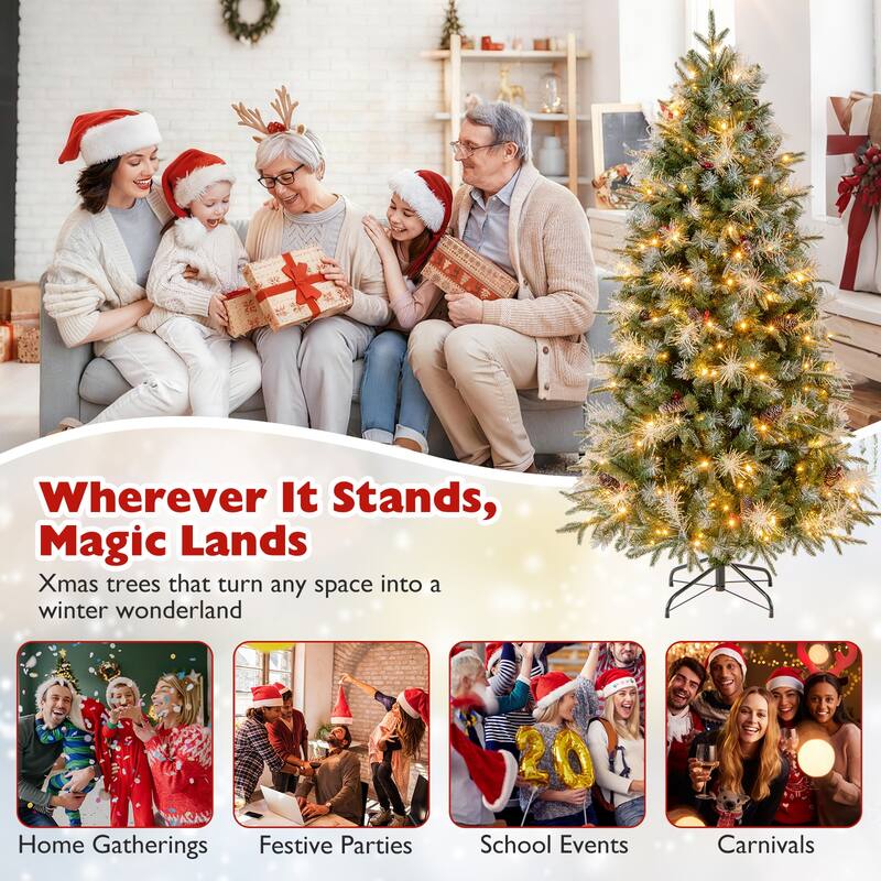 Costway 5/6/7 FT Artificial Christmas Tree with 602/806/1072 Branch - Green - See Details