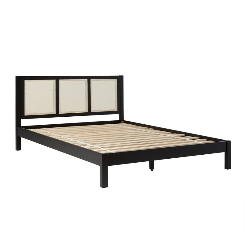 Middlebrook Designs Boho Solid Wood Rattan Headboard Queen Bedframe