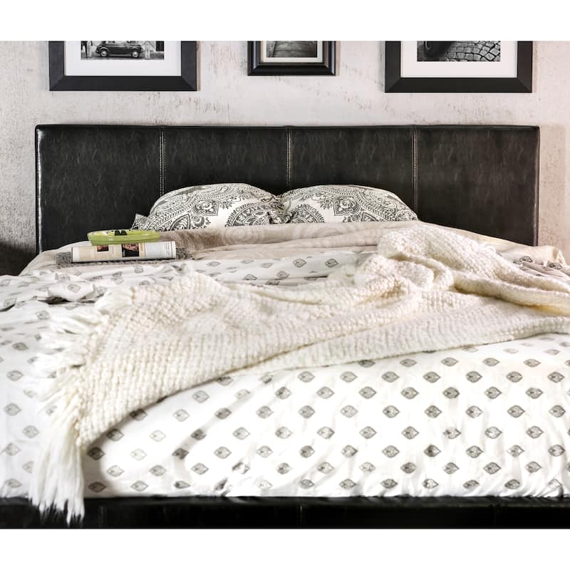 Furniture of America Lala Modern King Faux Leather Platform Bed