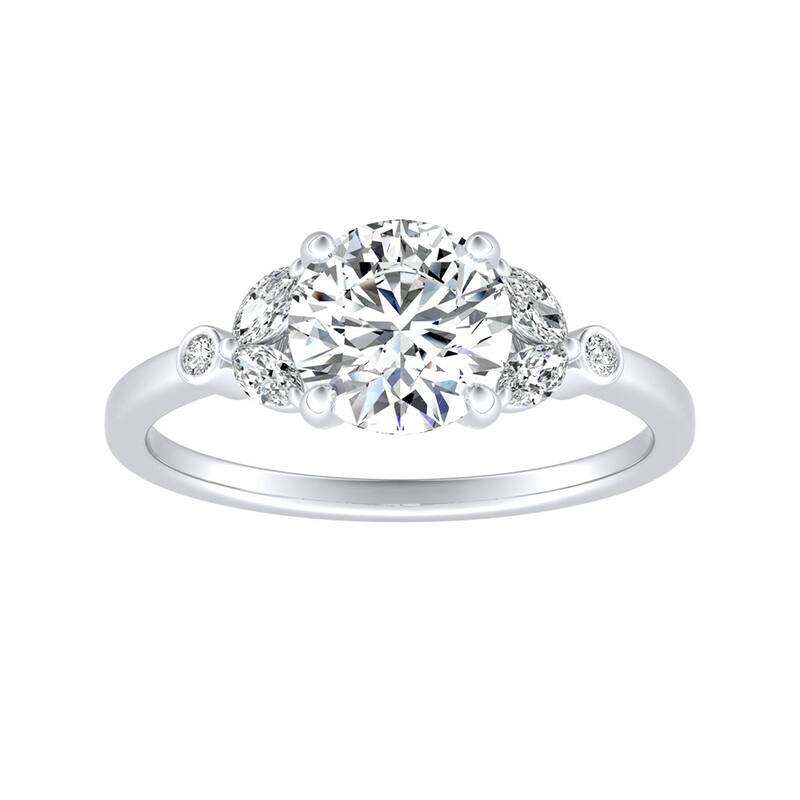 Auriya 14k Gold 1ctw Vintage Floral Moissanite and Diamond Engagement Ring 1/4ctw - White - 8.5