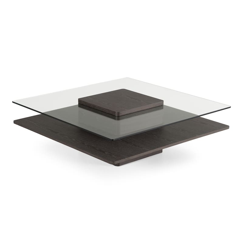 Modrest Clarion Modern Grey Elm & Glass Coffee Table