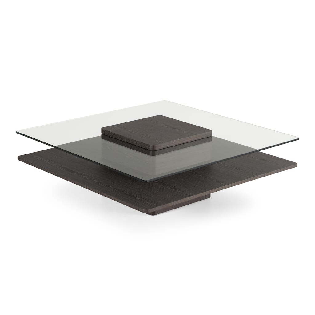 Modrest Clarion Modern Grey Elm & Glass Coffee Table