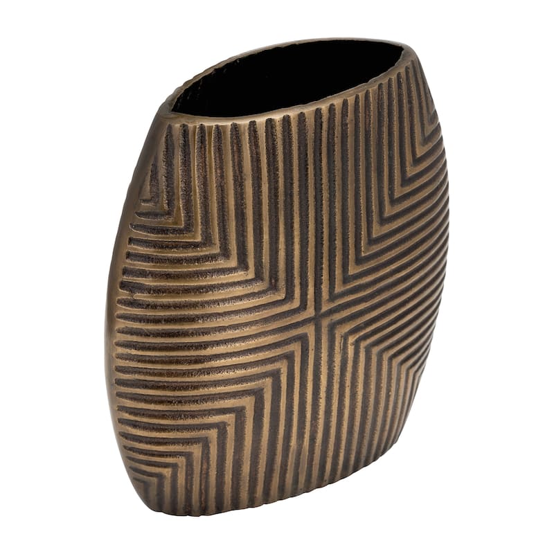Sagebrook Home Modern 12" Ribbed Metal Vase Contemporary Bronze/Copper Aluminum Decorative Table Vase