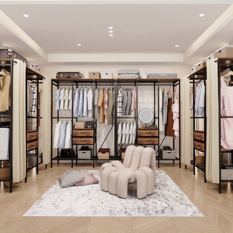 Large Heavy Duty Clothes Rack Organizer Stand Portable Wardrobe with Dust-proof Cover