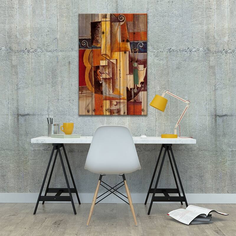 Violin and Guitar Print On Wood by Pablo Picasso - Multi-Color