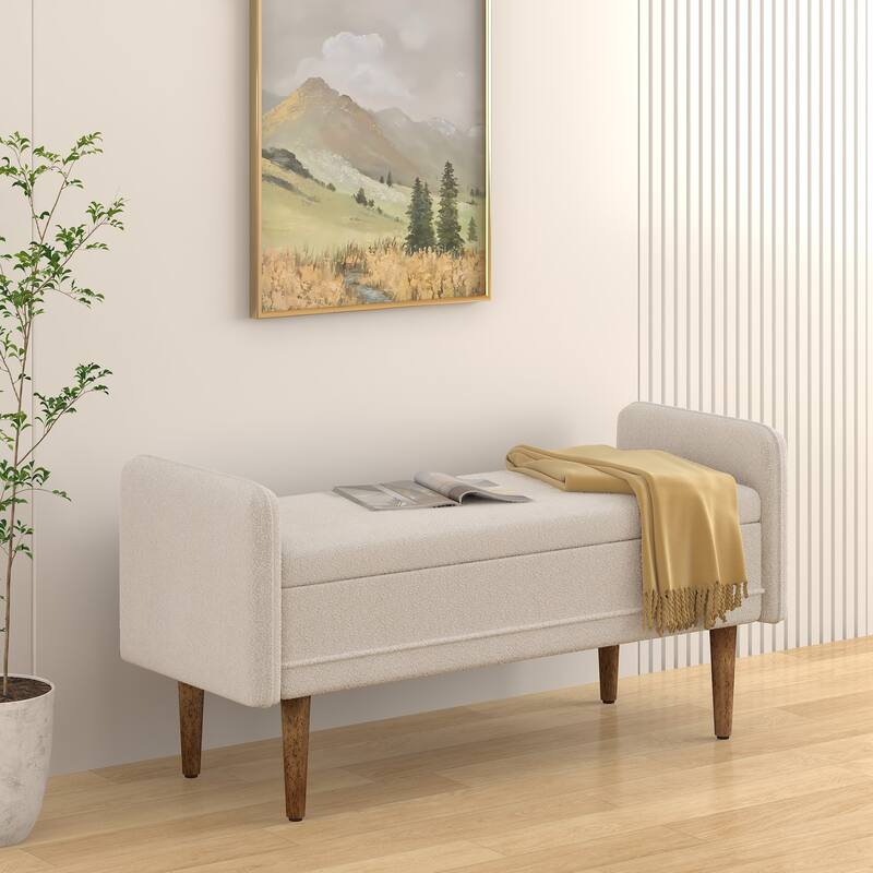 Teddy velvet storage stool, ,with storage space