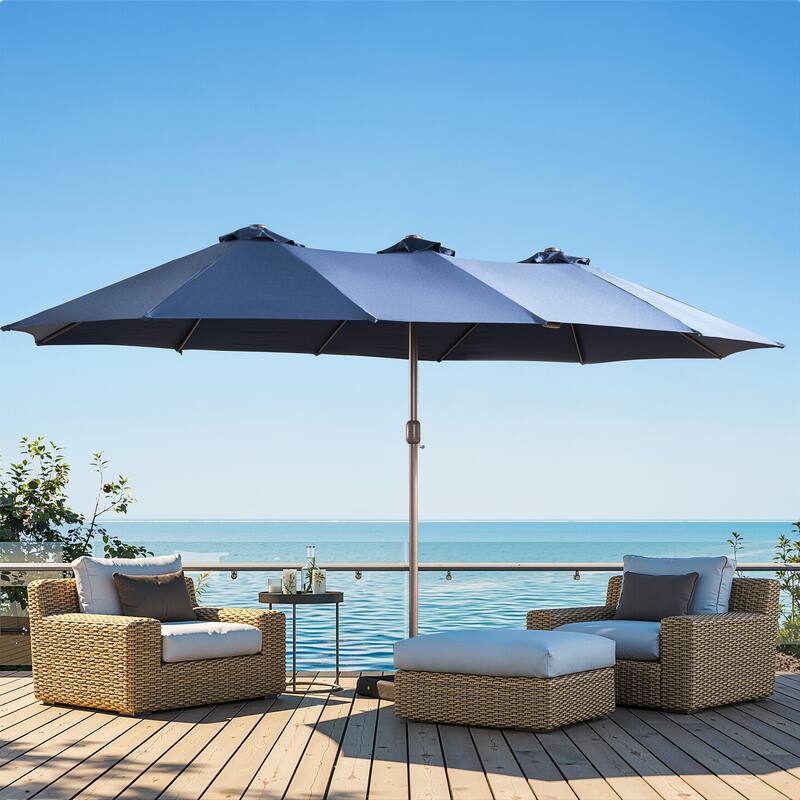 XIZZI Patio Umbrella Oversized Outdoor Shade with Base - Navy Blue