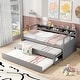 preview thumbnail 17 of 26, Twin XL Size Wood Daybed with 2 Trundles, 3 Storage Cubbies, 1 Light for Free and USB Charging Design Creative Triple Bunk