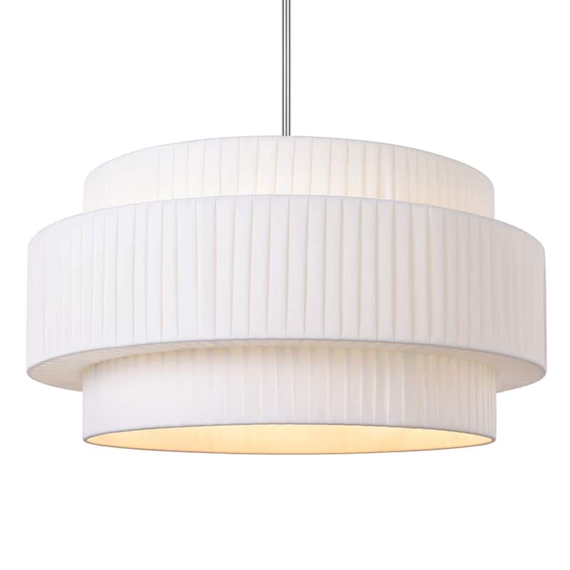 Modern 3-Tier Drum Chandeliers Fabric Shade Ceiling Hanging Pendant - 3-Tier/23.6inch