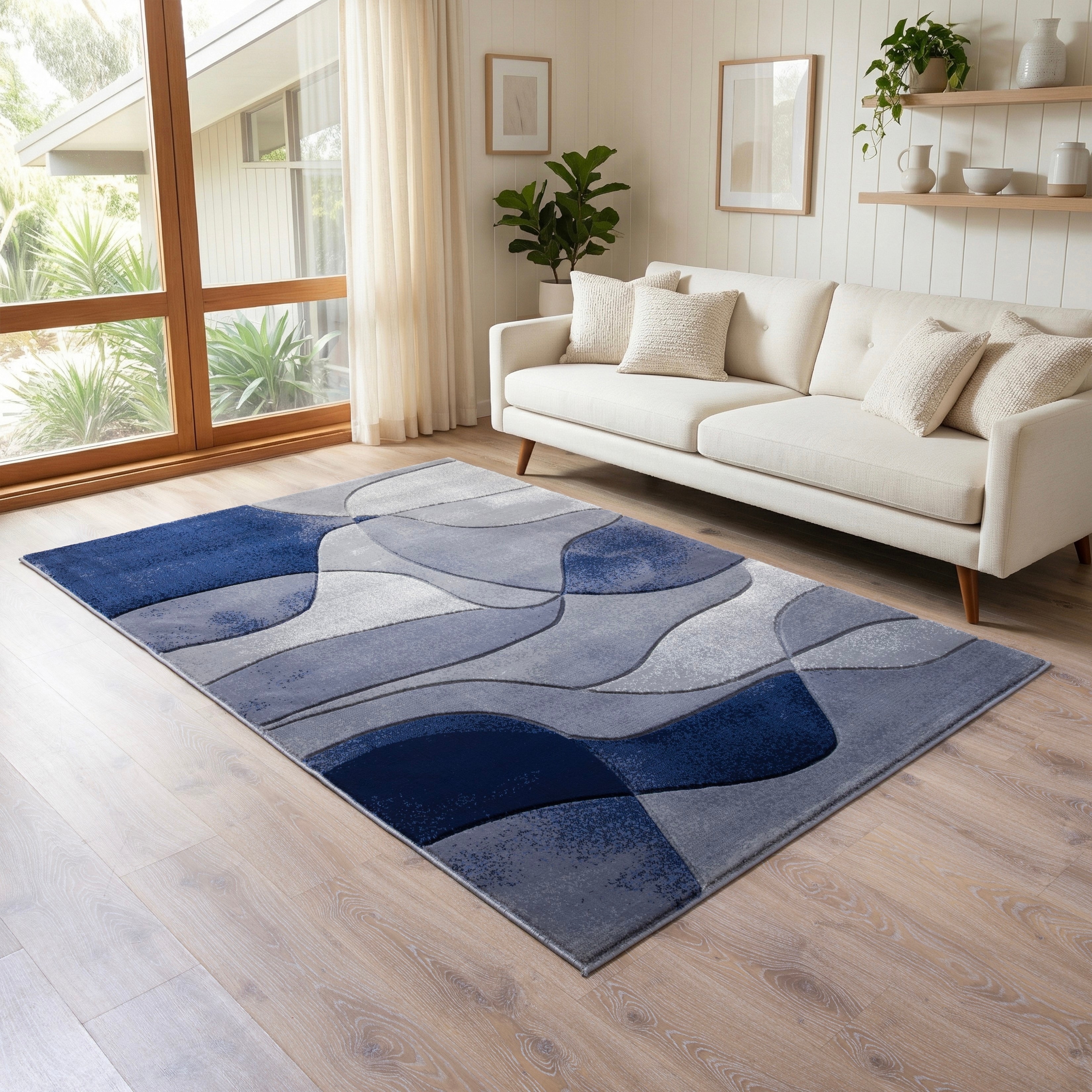 MDA Rugs Alexia Collection Blue/Grey Abstract Modern & Contemporary Area Rug