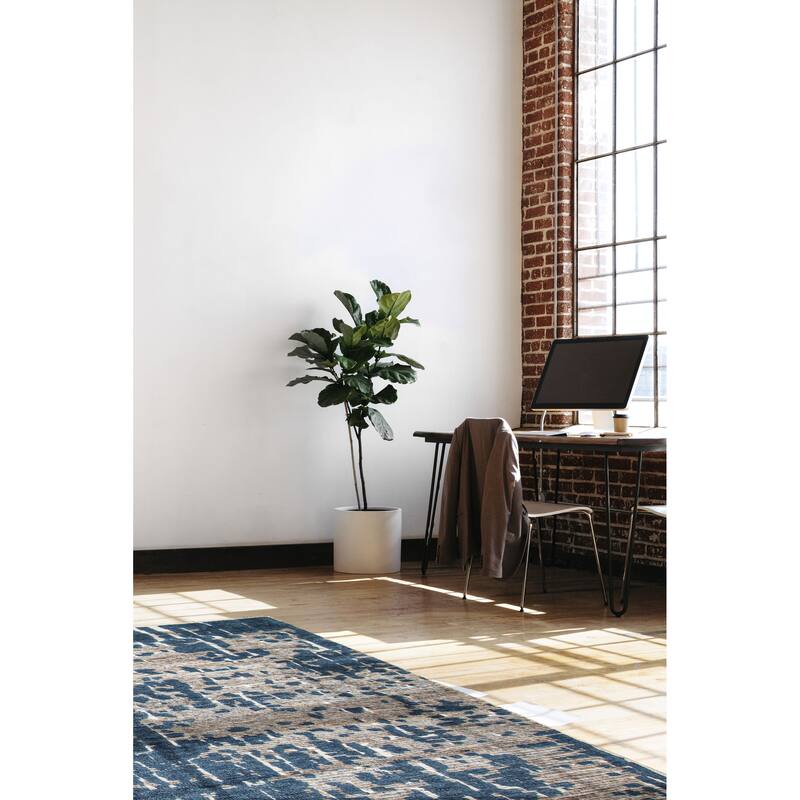 ECARPETGALLERY Hand-knotted Tangier Blue Wool Rug - 2'10 x 5'0