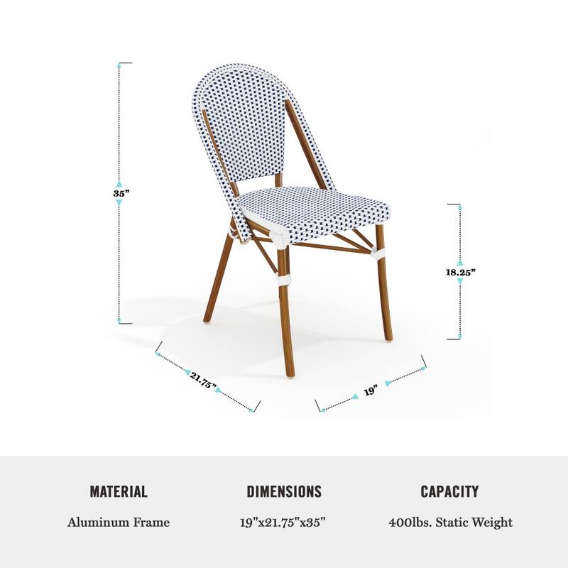 Martha Stewart All-Weather Stackable Patio Bistro Dining Chair - 19"W x 21.75"D x 35"H