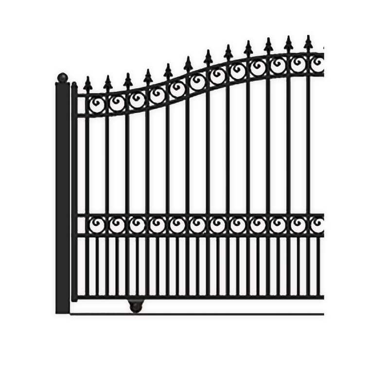 ALEKO London Style Slide Single Steel Driveway Gate 18 ft with Pedestrian Gate