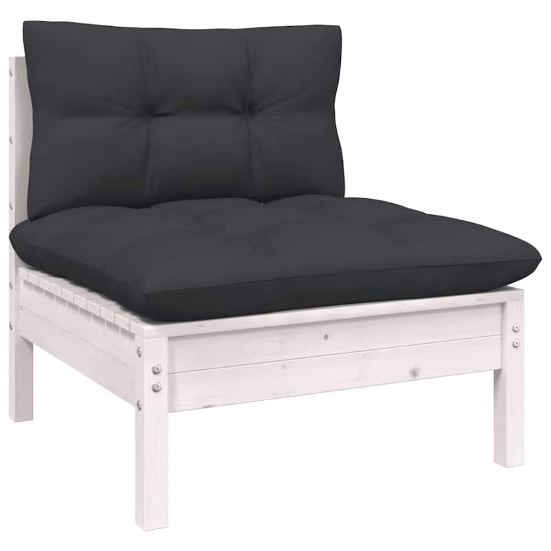 vidaXL Solid Pinewood Patio Lounge Set 11 Piece with Cushions Multi Colors - 25" x 25" x 24.6"