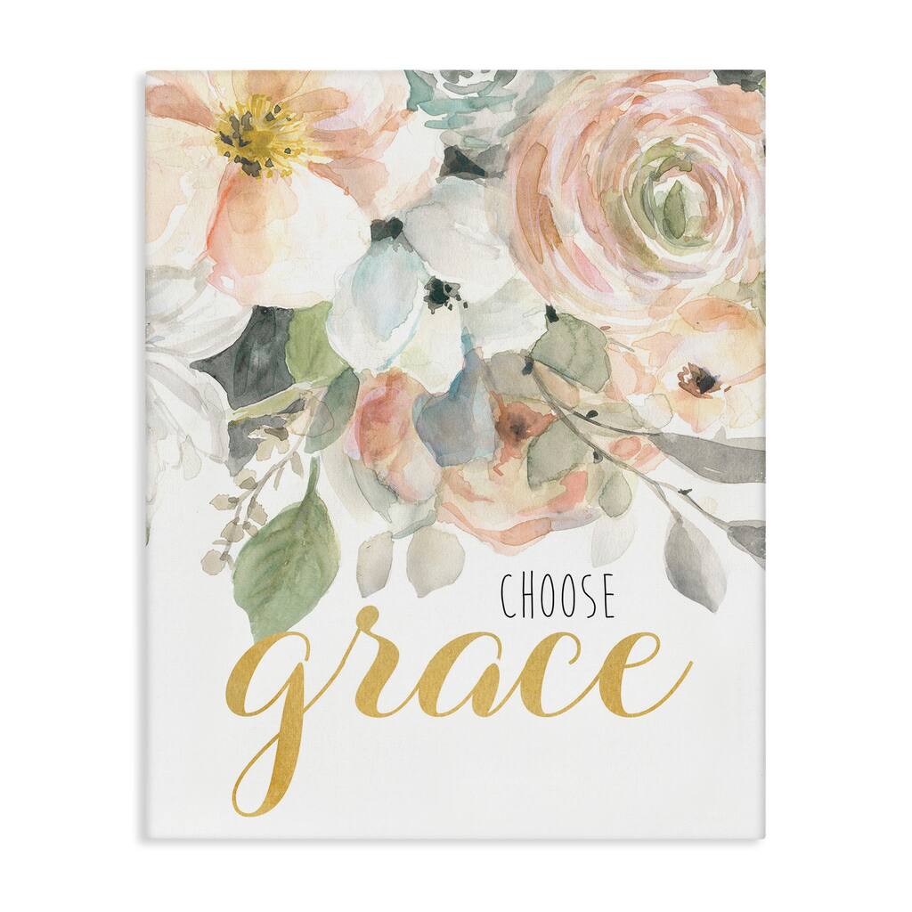 Stupell Choose Grace on Florals Canvas Wall Art Design By Carol Robinson