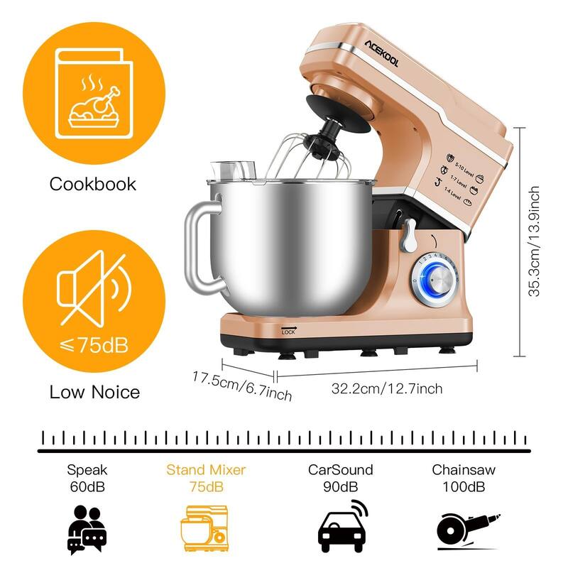7.5 Quarts 10 Speed Tilt Head Kitchen Stand Mixer