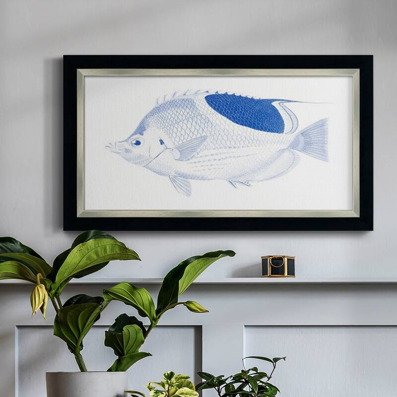 Blue & White Tropical Fish I Premium Framed Canvas- Ready to Hang