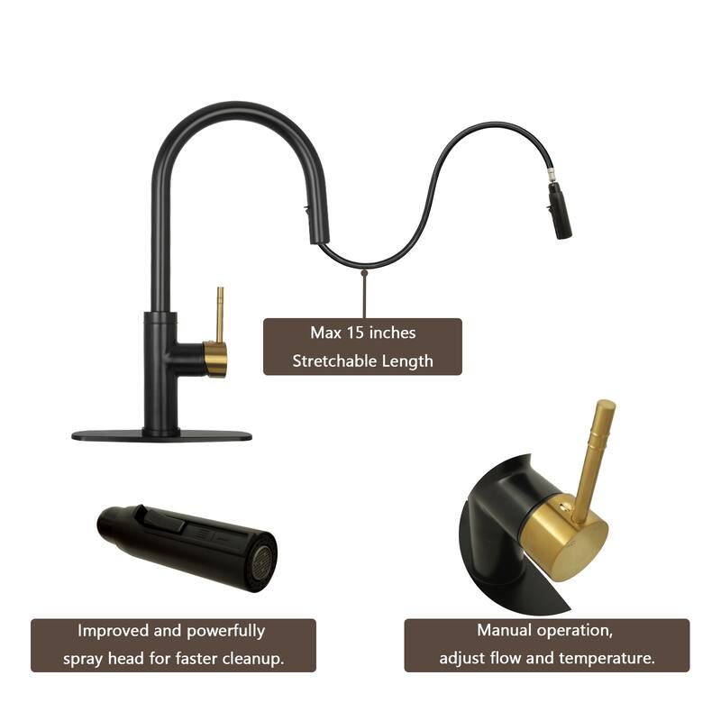 One-Handle Pull-Down Kitchen Faucet with Deck Plate