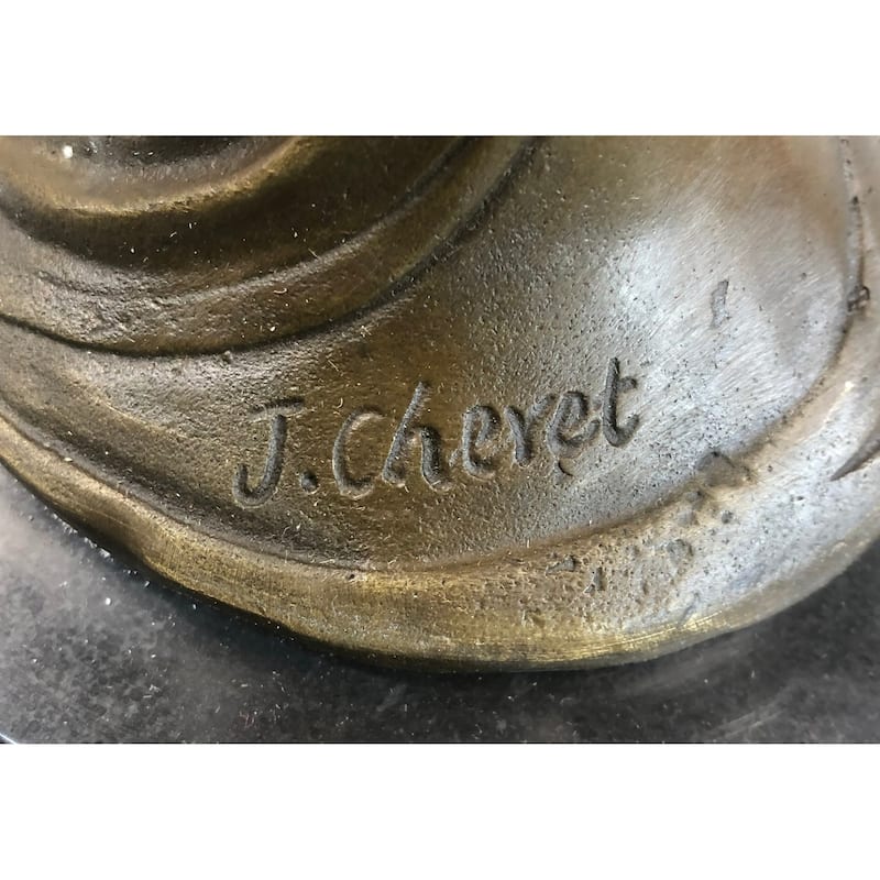 Signed Art Deco Sexy Woman By Cheret Bronze Sculpture Marble Base Figurine Deal