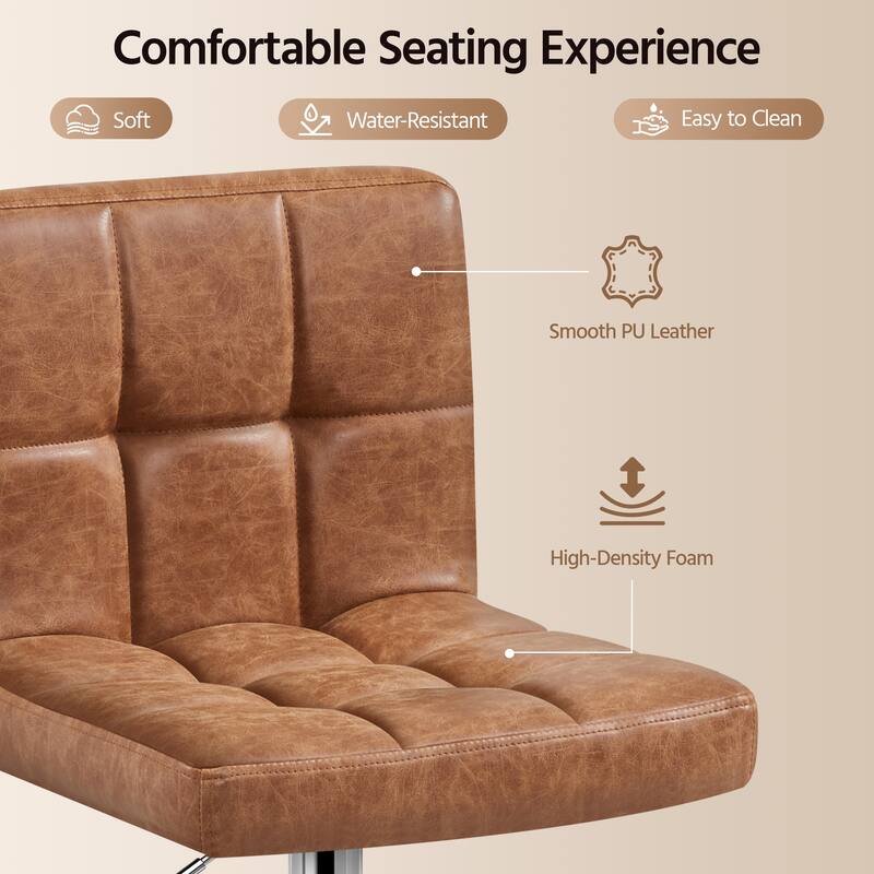 Yaheetech 2pcs Adjustable Modern Faux Leather Swivel Bar Chairs