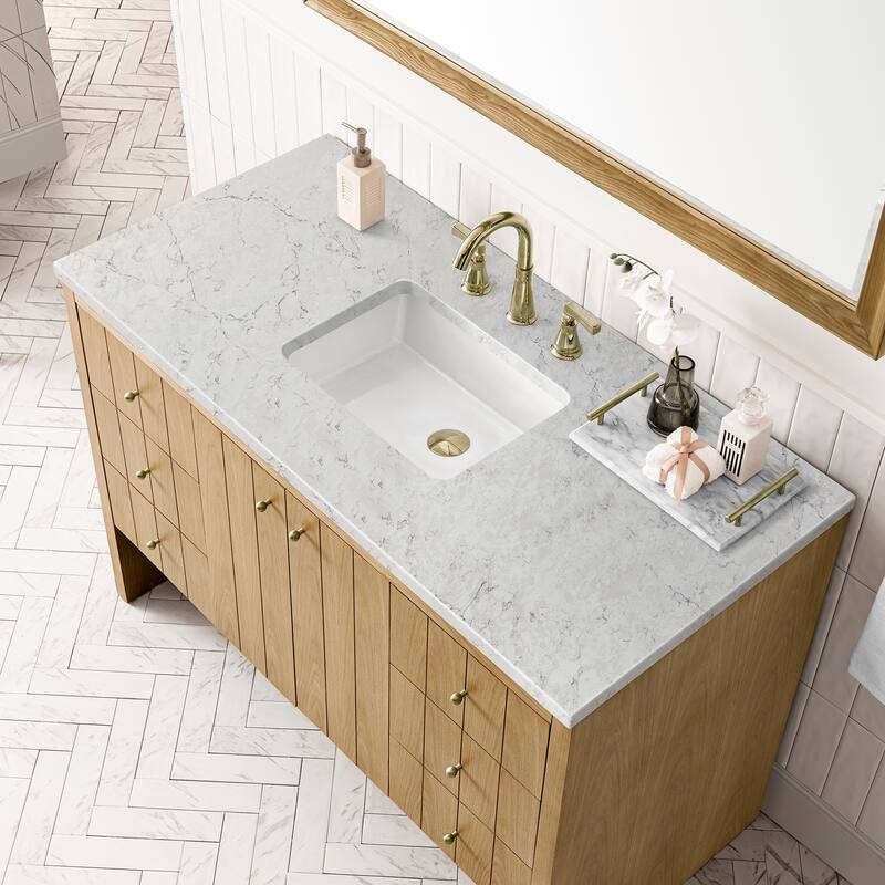 James Martin Vanities Hudson 48" Single Vanity, Light Natural Oak - Eternal Jasmine Pearl Quartz