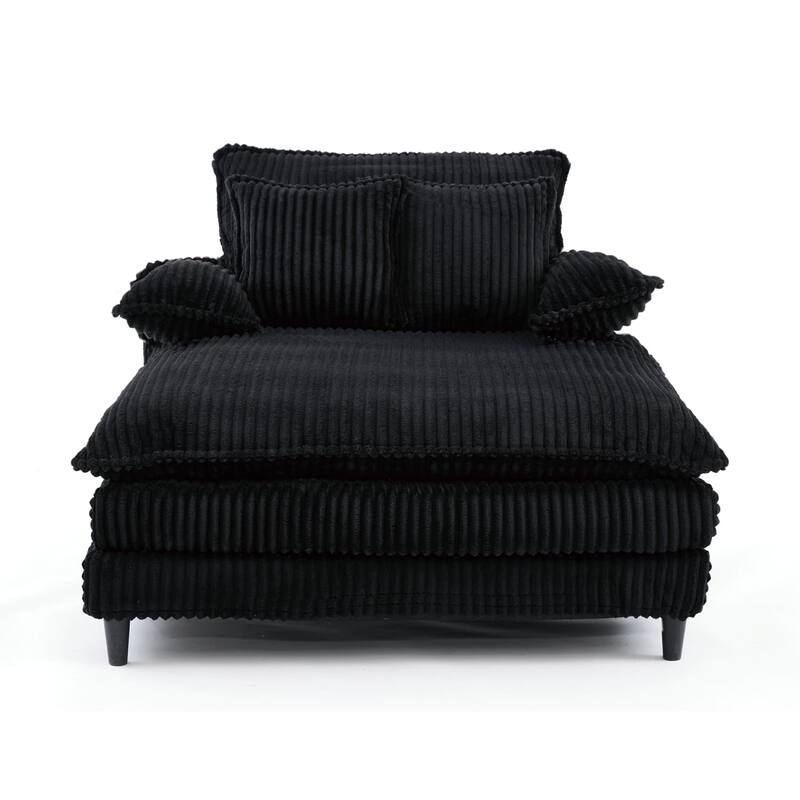 Corduroy Adjustable Chaise Lounge Chair, Sofa Bed with 2 Pillows