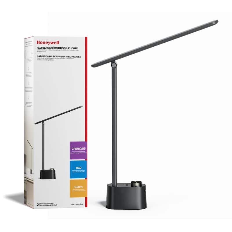 Honeywell Sunturalux LED Desk Lamp Adjustable Foldable Eye Friendly - N/A - Black