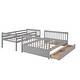 preview thumbnail 11 of 71, Elegant Twin-Over-Full Bunk Bed Wooden Kids Bed with Ladders,Guardrail,Staircase and Two Storage Drawers