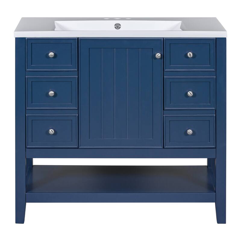 Bathroom Vanity with Undermount Ceramic Sink, Three Drawers, Cabinet with Door, Adjustable Shelf